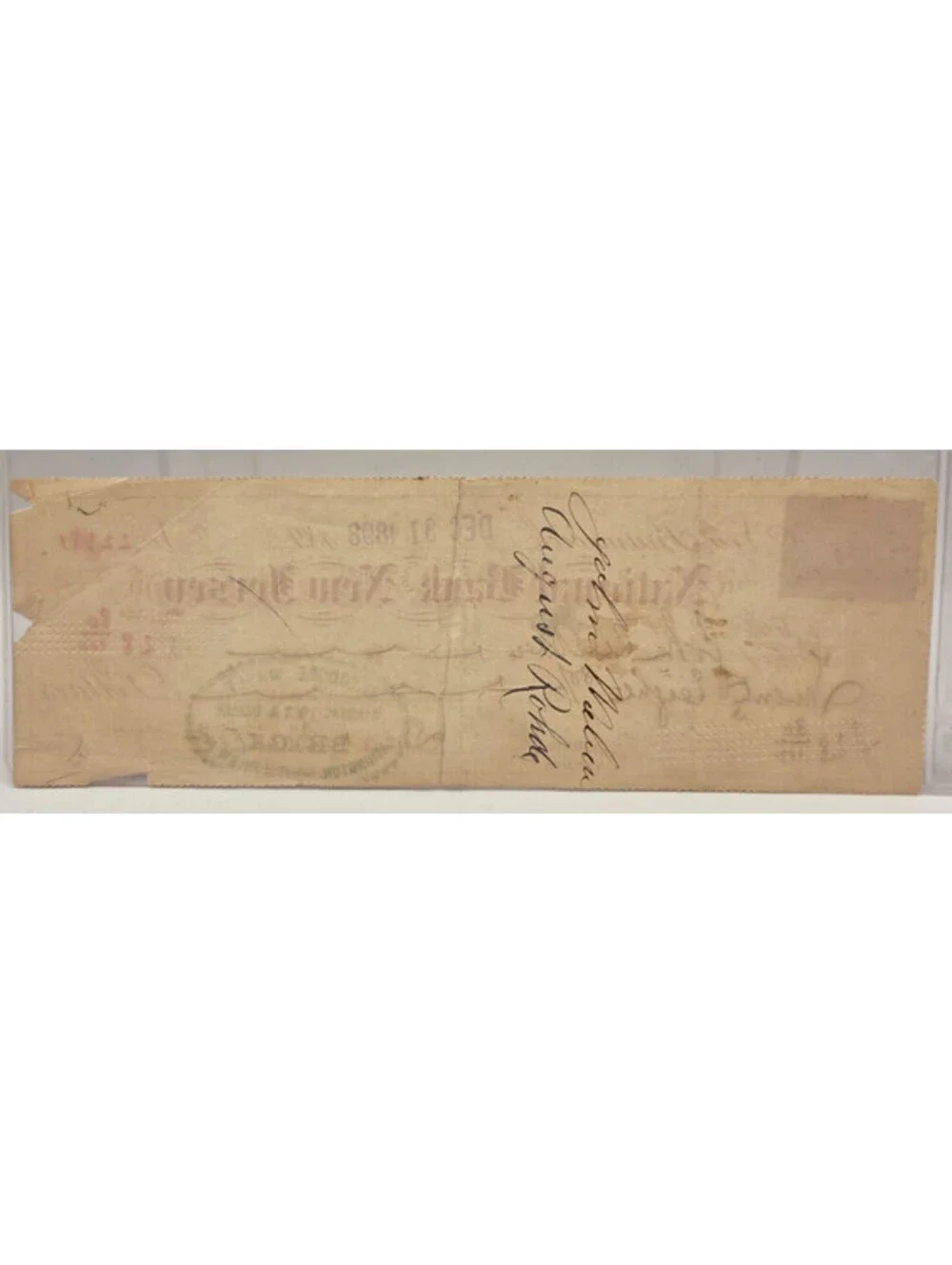 1898 National Bank of New Jersey Check New Brunswick Revenue Stamp Antique